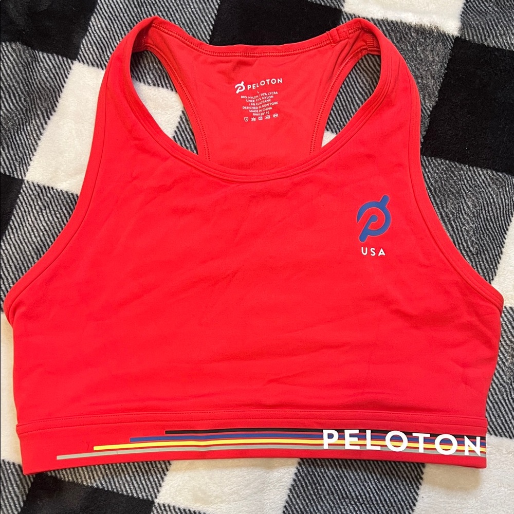 Peloton Red Racerback with Stripes from Olympic Line size Large